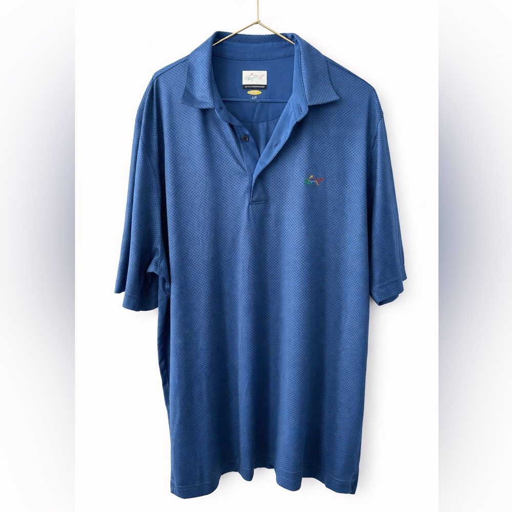 Greg Norman Play Dry Blue Golf Polo Shirt Mens Large Performance Stretch